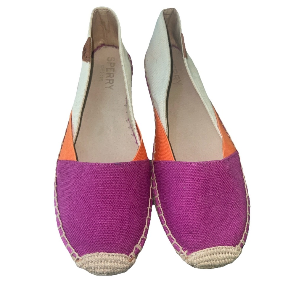 Sperry Pink Orange Cream Canvas Espadrilles